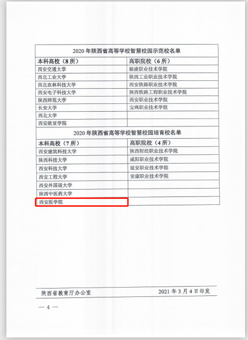 西安医学院入选陕西省高等学校智慧校园培育校